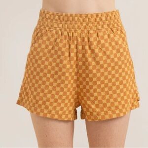 Roark High Waist Checkered Shorts in Orange *Daytrip* Size Medium
